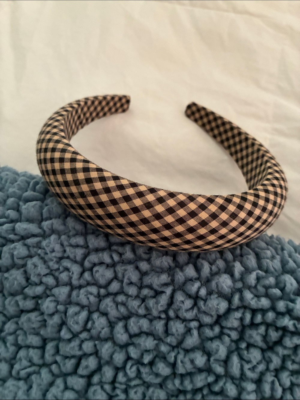 Vineyard Vines Black and Cream Gingham Padded Headband